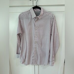 Ted Baker London Shirt Size 4 Large Red Geometric Button Up‎ Long Sleeve